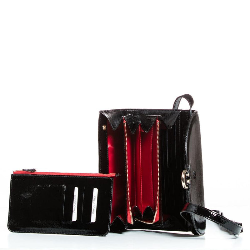 Damen Tasche Handtasche Ledertasche schwarz lack: MIA ellabee