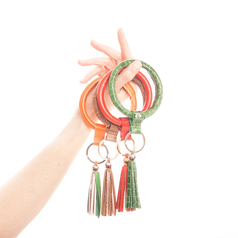 Schlüsselanhänger Schlüsselarmreif Leder orange:LA BAQUE ellabee Store – Ellabee
